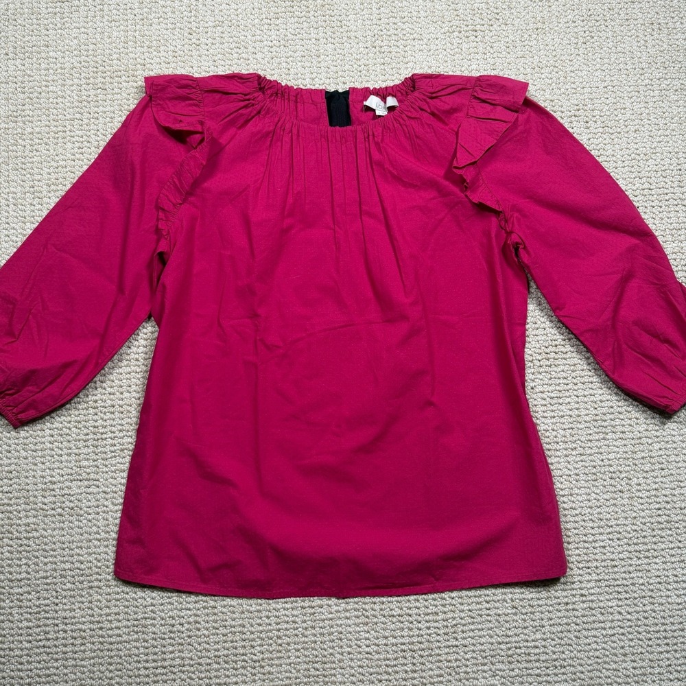LOFT Top Womens Small Pink Ruffled 2Fer Sleeves Peasant Soft‎ Chic Boho Blouse